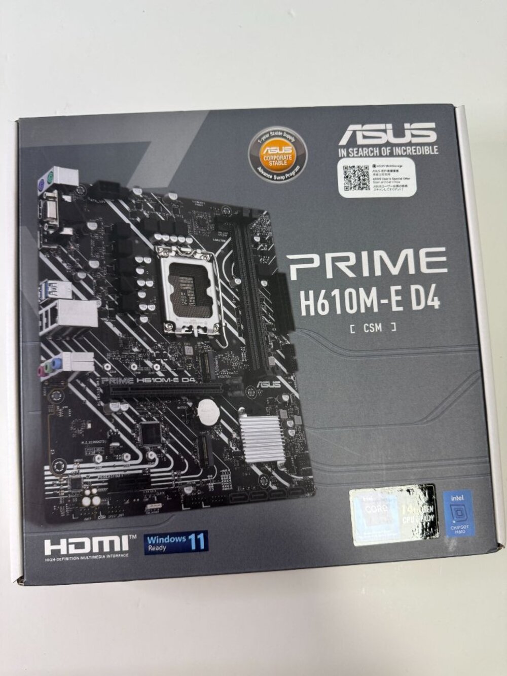 ASUS Prime H610M-E D4 Motherboard Intel H610 Chipset PCIe 4.0 HDMI DP Windows 11